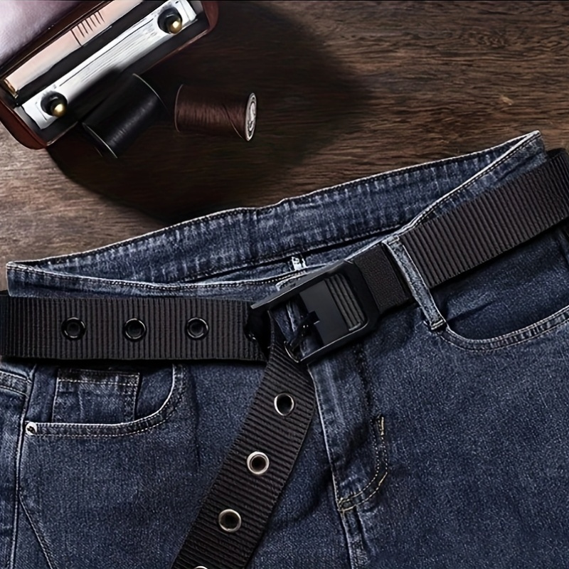 Canvas Belt Men'S Square Iron Buckle Average Size